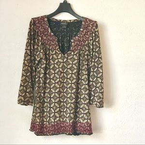 Lucky Brand overall abstract pattern blouse